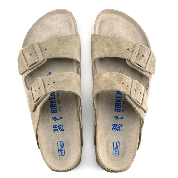 Birkenstock Arizona Suede Leather Sandaler, Faded Khaki